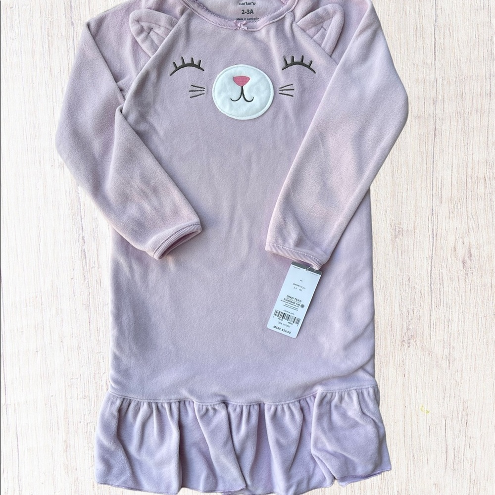 2-3 Girl Carter’s Pink Long Sleeve Fleece Nightgown